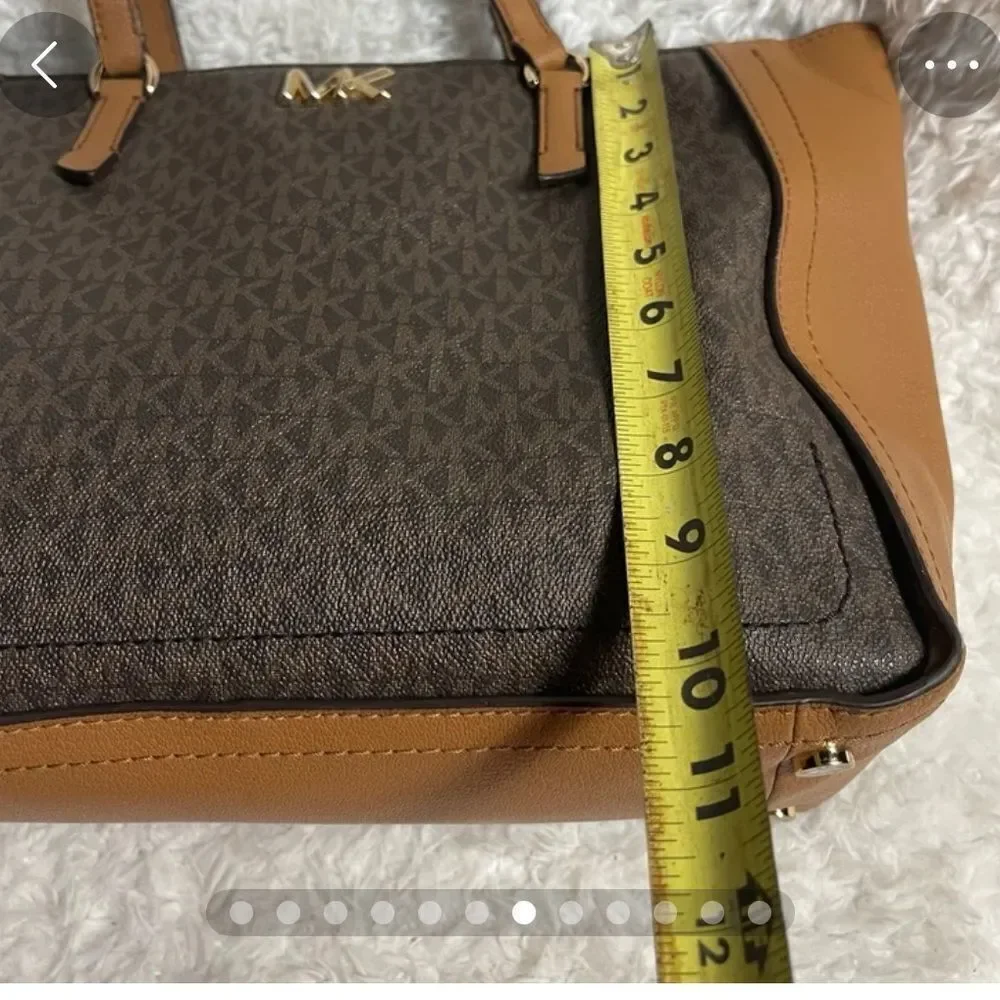 Michael Kors Brown and Tan Tote Bag with Structured Design